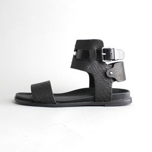 Ankle Strap Matte Leather Sandals Flats Gladiator